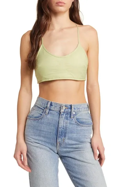 Coney Island Picnic Alpine Slopes Lace Up Back Nylon Bralette In Pale Green