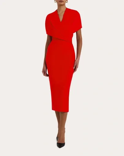 Safiyaa Women's Flora Cape-effect Crepe Midi Dress In Red