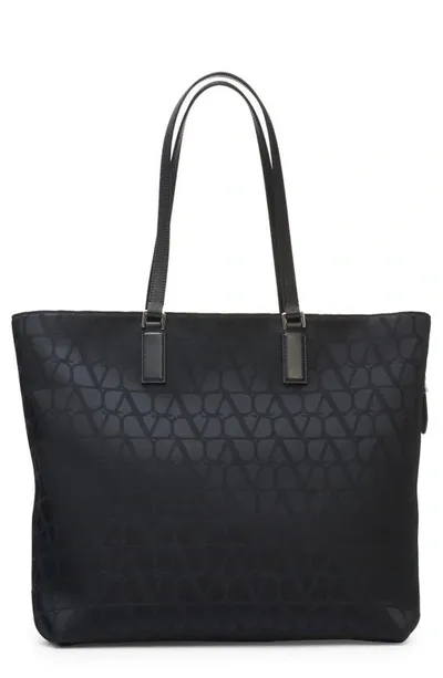 Valentino Garavani Toile Iconographe Tessuto Tote In Black