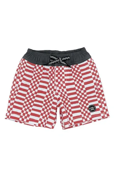 Feather 4 Arrow Babies'  Kids' Double Check Volley Swim Trunks In Chili Pepper