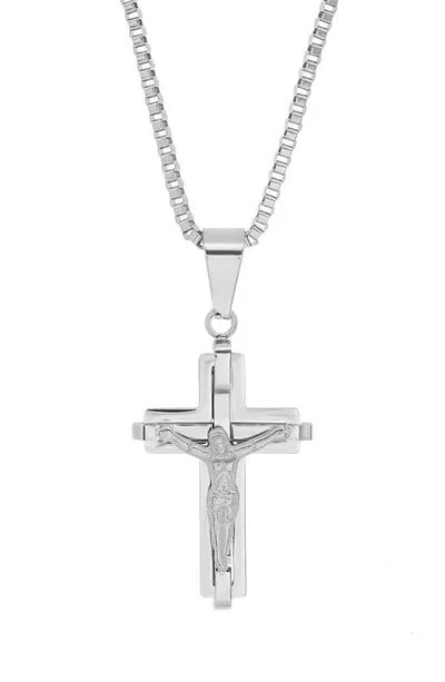 Hmy Jewelry Cross Pendant Necklace In Silver