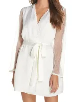 Flora Nikrooz Showstopper Charmeuse Robe With Lace In Ivory