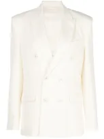 Wardrobe.nyc Double-breasted Virgin Wool Blazer In Off-white