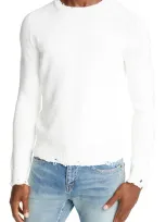 Saint Laurent Distressed Crewneck Sweater In White