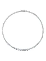 Crislu Graduated Bezel Necklace In Silver