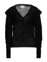 Dondup Woman Sweater Black Size 4 Hemp, Polyamide