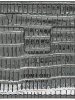 Tom Ford Silver Leather Card Holder In Aluminium