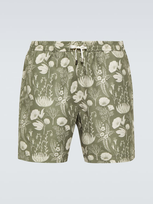 Sunspel Katie Scott Printed Swim Trunks In Green