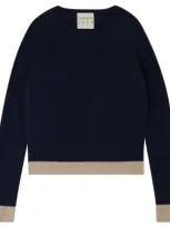 Jumper 1234 Contrast Crew Sweater In Navy And Brown In Blue