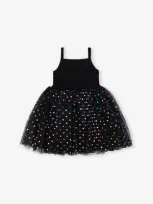 Bob & Blossom Kids' Polka Dot-print Tutu Cotton-blend Dress 1-8 Y In Black Spot