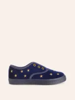 Boden Kids' Laceless Velvet Pull-ons College Navy Girls