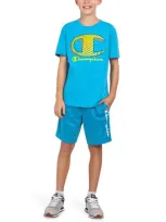 Champion Kids' Big Boys Short Sleeves Graphic T-shirt In Marine Blue