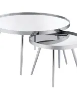 Coaster Kaelyn 2-piece Round Mirror Top Nesting Coffee Table Chrome In Metallic