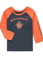 Colosseum Babies' Toddler Boys And Girls  Heathered Navy Syracuse Orange Long Sleeve Raglan T-shirt