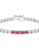 Crislu Women's Classic Large Brilliant Tennis Bracelet In Platinum With Rubies In Multi