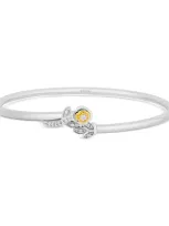 Disney Enchanted Vault Diamond Belle Rose Bangle Bracelet (1/6 Ct. T.w.) In Sterling Silver & Gold-plate In Ss  Pgoss