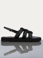 Frame Puffy Strap Sandal In Noir