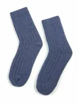 Gobi Cashmere Trim Knit Bed Socks In Crown Blue