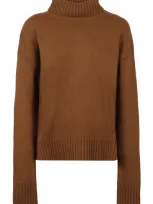 Jil Sander Funnel-neck Cashmere Blend Jumper In Brown