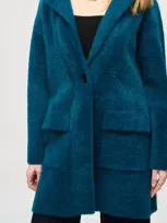 Joseph Ribkoff Feather Yarn Sweater Coat In Twilight In Blue