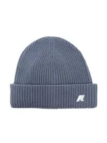 K-way Kids' Logo-appliqué Beanie In Blue