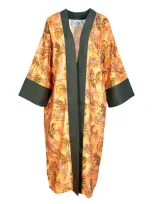 L2r The Label Women's Yellow / Orange Kimono In Orange Jungle Print Linen In Yellow/orange