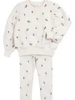 Miles The Label Babies'  Fairy Print French Terry Sweatshirt & Leggings Set In Beige