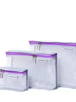 Mumi Toiletry Cubes, Set Of 3 In Purple