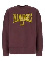 Palm Angels Plum Cotton Sweatshirt In Plum Yellow