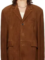 Tonywack Tan Tailored Leather Jacket In Brown