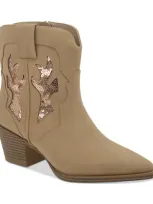 Wild Pair Lucie Western Booties, Created For Macy's In Sand Nubuck