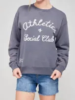 Wildfox Athletics And Social Club Cody Sweatshirt In Faded Indigo In Purple