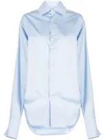 Woera Drawstring Cotton Shirt In Light Blue 1287