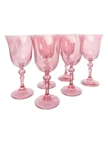 Estelle Colored Glass Set Of 6 Regal Goblets In Rose