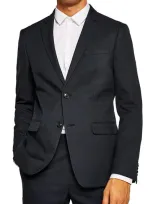 Topman Skinny Fit Textured Suit Jacket In Navy